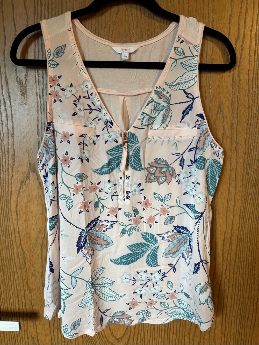 Candies Floral Zip-Front Sleeveless Tank Top